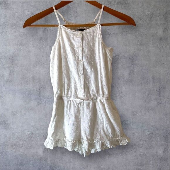 Polo Ralph Lauren White Eyelet Kids Romper Pull On Cotton Girly NWT Sz 4T - Picture 1 of 5